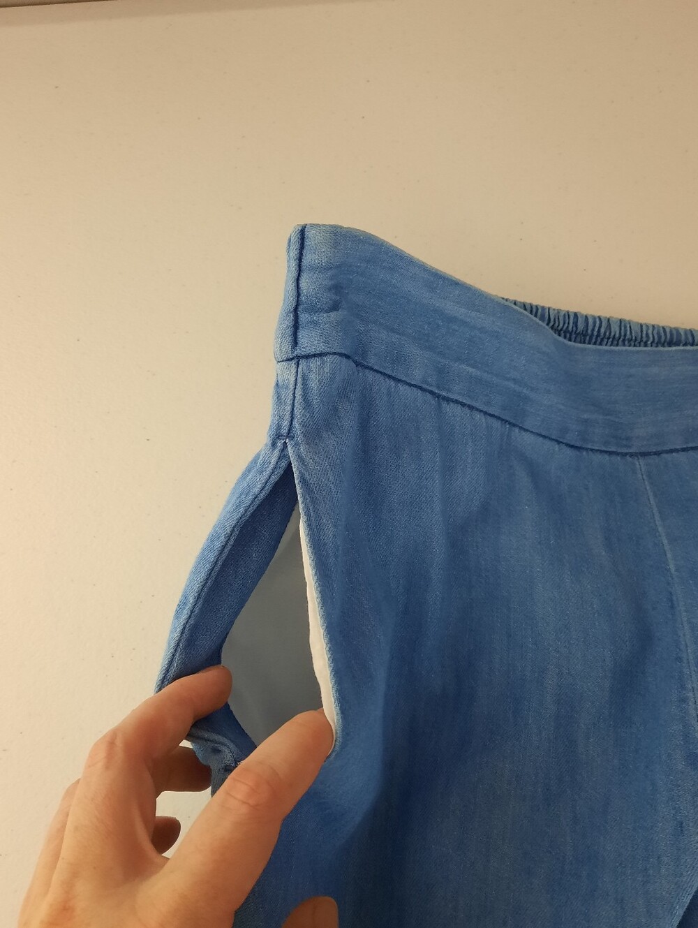 Madewell Chambray Huston High Rise Pull On Wide Leg Crop Pants size Small - Picture 6 of 16